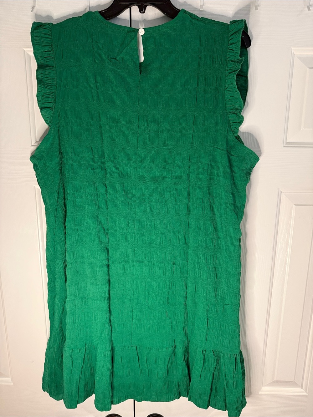 Green Ruffled Mini Dress - Women's Sleeveless Summer Dress - Picture 2 of 6